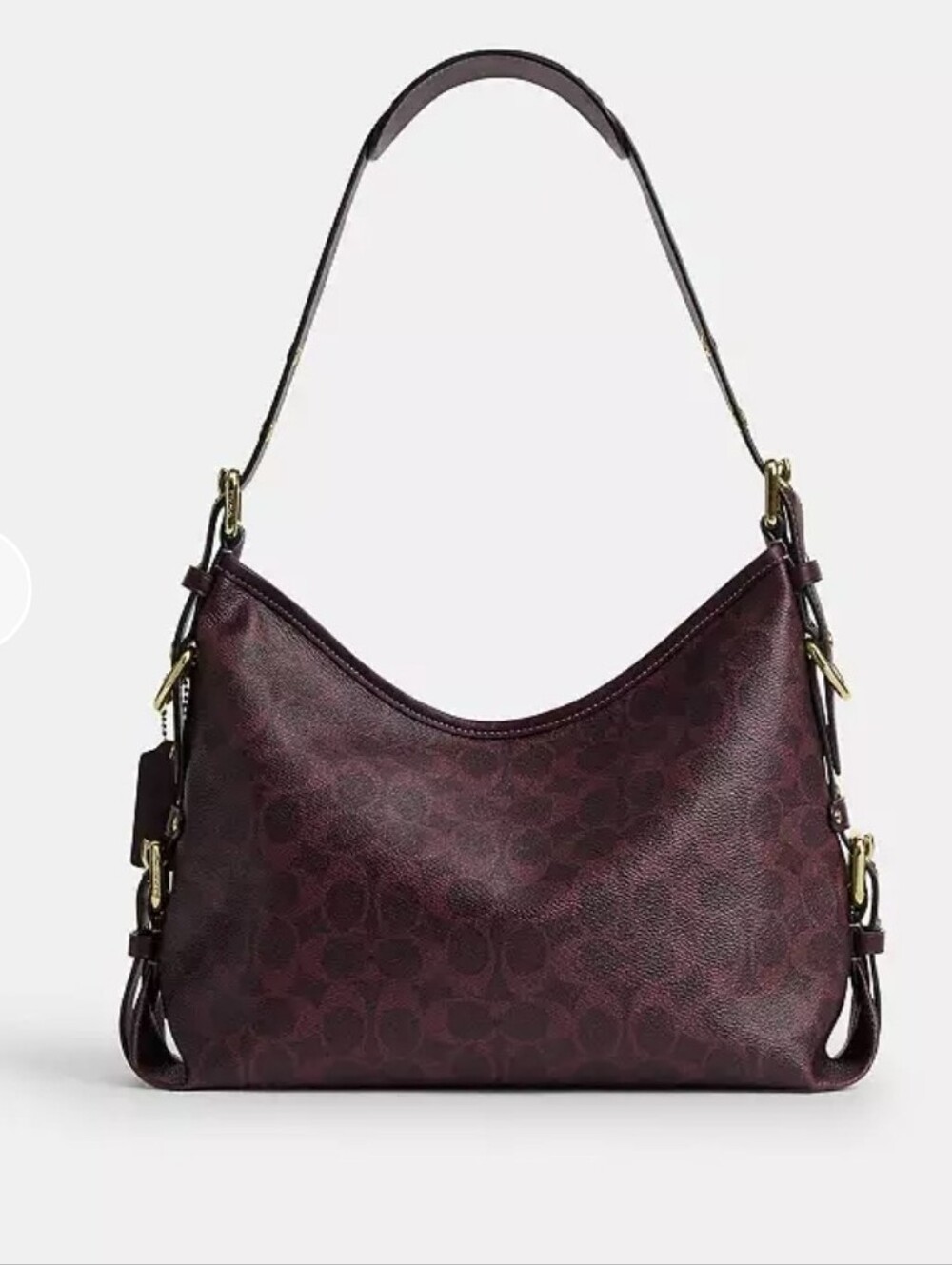 NWT Coach Laurel Shoulder Bag Signature Canvas Black Currant Gold - Picture 7 of 10